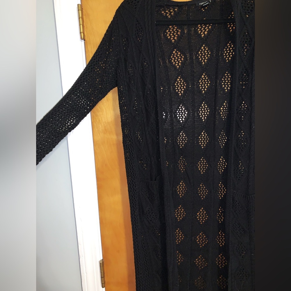 Black knitted long cardigan